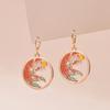 New Cute Gold Color Hoop Earrings For Women Girls Lovely Animal Cat Rabbit Squirrel Panda Sweet Dangle Earrings Enamel Jewelry