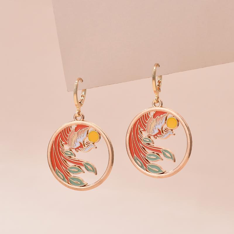 New Cute Gold Color Hoop Earrings For Women Girls Lovely Animal Cat Rabbit Squirrel Panda Sweet Dangle Earrings Enamel Jewelry