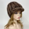 Winter Warm Real Fur Brim Caps for Women Knitted Natural Mink Fur Thick Outdoor Hats
