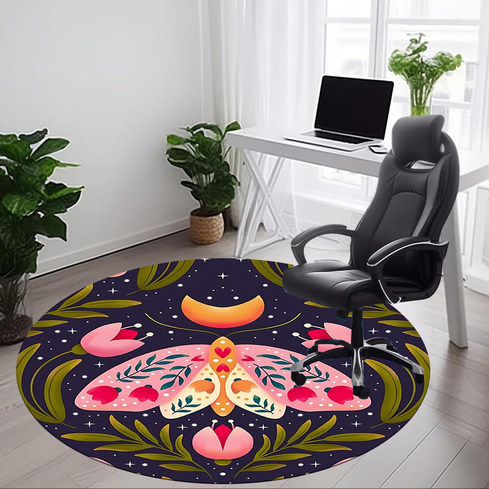 1pc Mothing Flowers Office Round Area Rug,  Mat Suitable For Office, Under Office Chairs Bedroom Living Room Home Decor, Room Deco