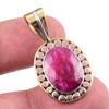 Red Ruby(Simulated) Handmade 925 Sterling Silver Two Tone Pendant 1.25" R8l96