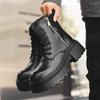 New Men'S Shoes Spring And Autumn Casual Big Head Leather Boots Thick Sole Heightening High Top Leather Shoes Martin Boots 22317-J
