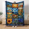 1 шт. Фланелевое одеяло-пазл «Шедевр Ван Гога», мягкое, теплое, с «Звездной ночью», «Подсолнухами», для офиса, путешествий, уютный подарок для любителей искусства