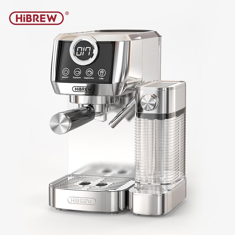 HiBREW H13A Кофемашина для эспрессо, полуавтоматическая, 20 бар, двойной бойлер, съемный резервуар для молока, автоматическая система вспенивания молока одним касанием.