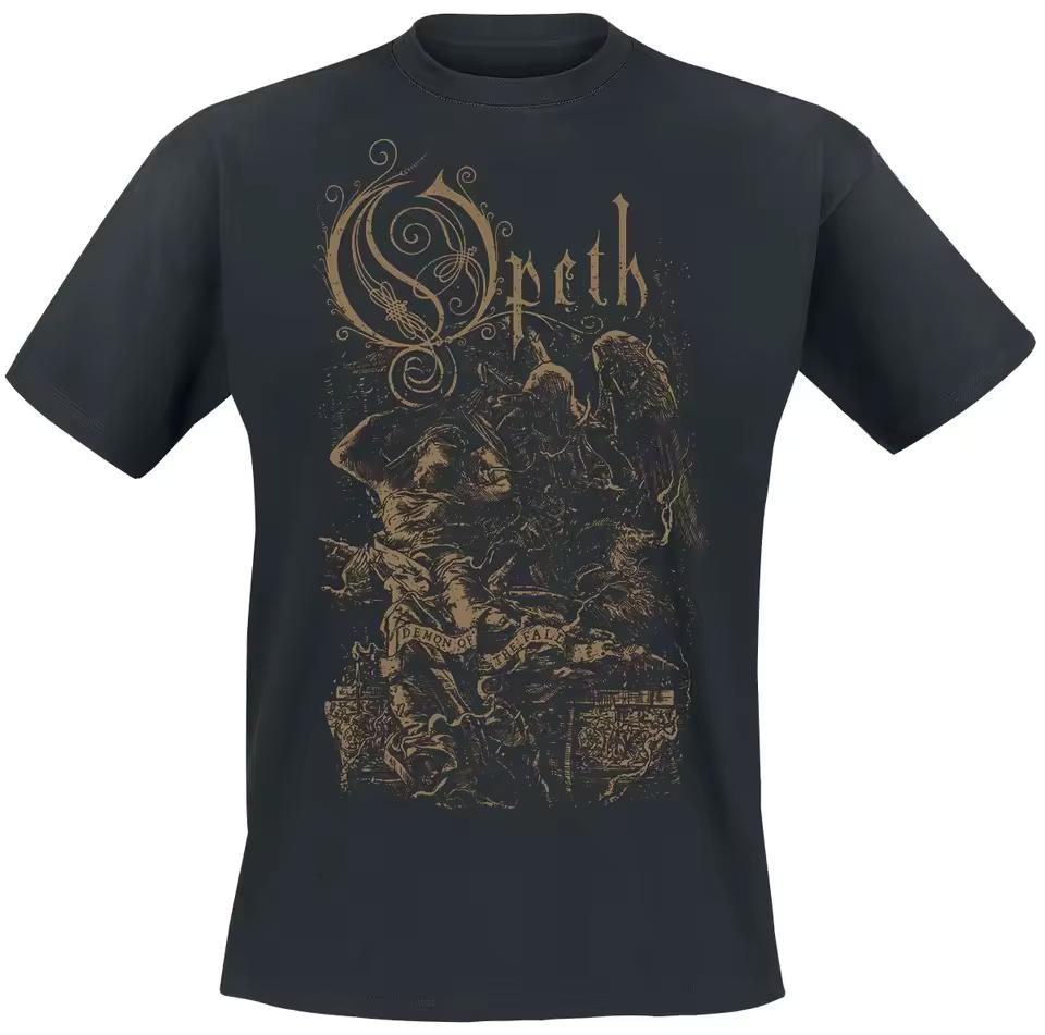 Opeth Demon of The Fall T-shirt Medieval Demon Print Casual Cotton Tee Unisex Gothic Streetwear Black Top