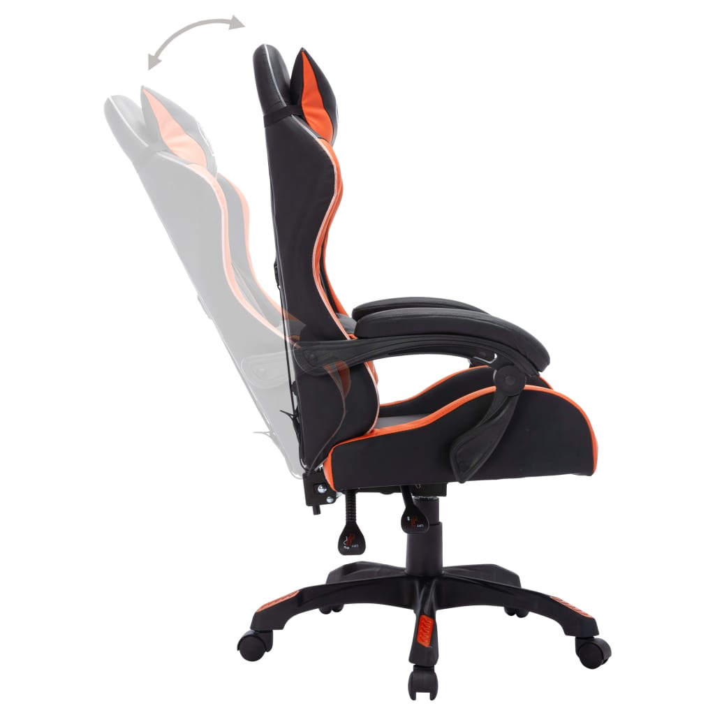 Gaming Chair with RGB LED Lights Orange and Black Artificial Leather