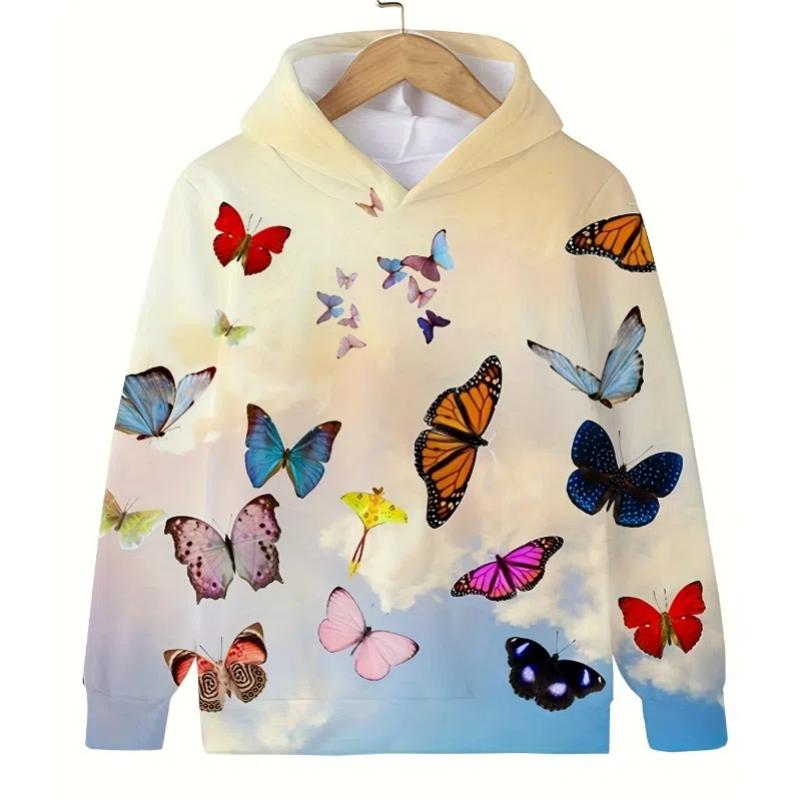 Hoodies Butterfly Outerwear Kids Clothes Girl Boys Sweaters Outdoor Clothes for Children Fashion Clothes Child Girl Sweatshirts