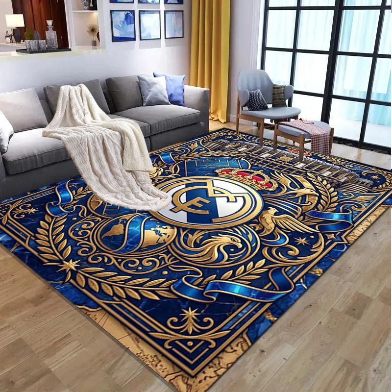 Real Madrid Football Pattern Rug, Indoor/Outdoor Mat, for Picnic, Gameroom, Bedroom, Office, Living Room, Home Decor Carpet, Birthday Gift