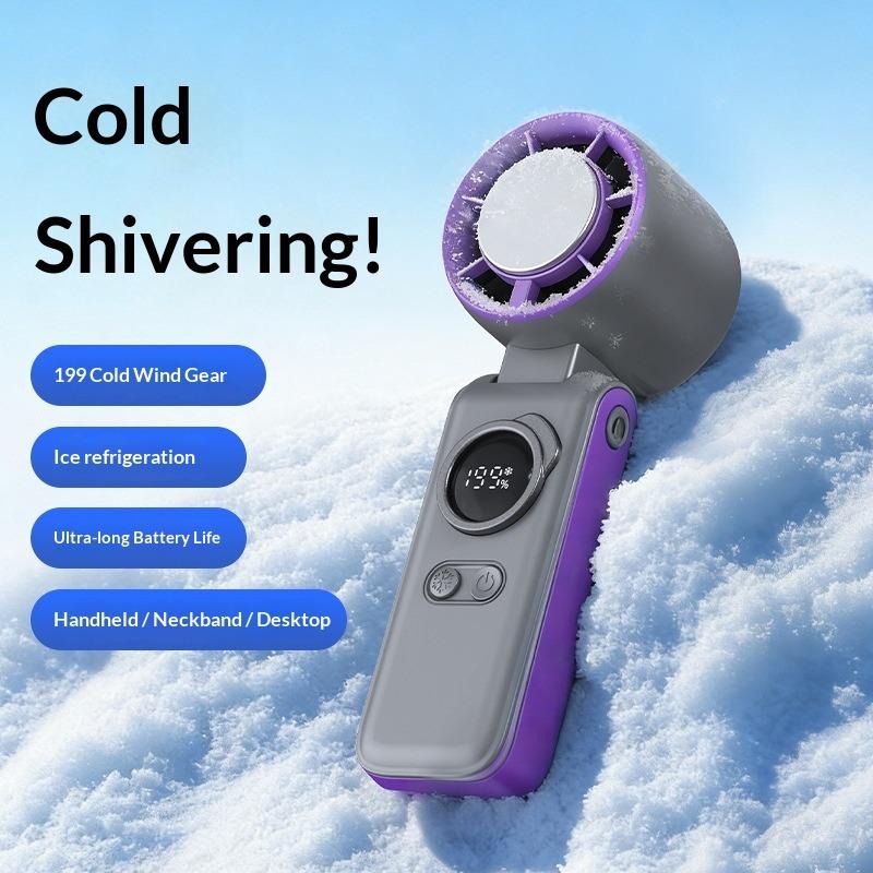 Ice Pack Handheld Small Fan Cooling Digital Display 199 Speed Turbine High Speed Fan Usb Portable Fan