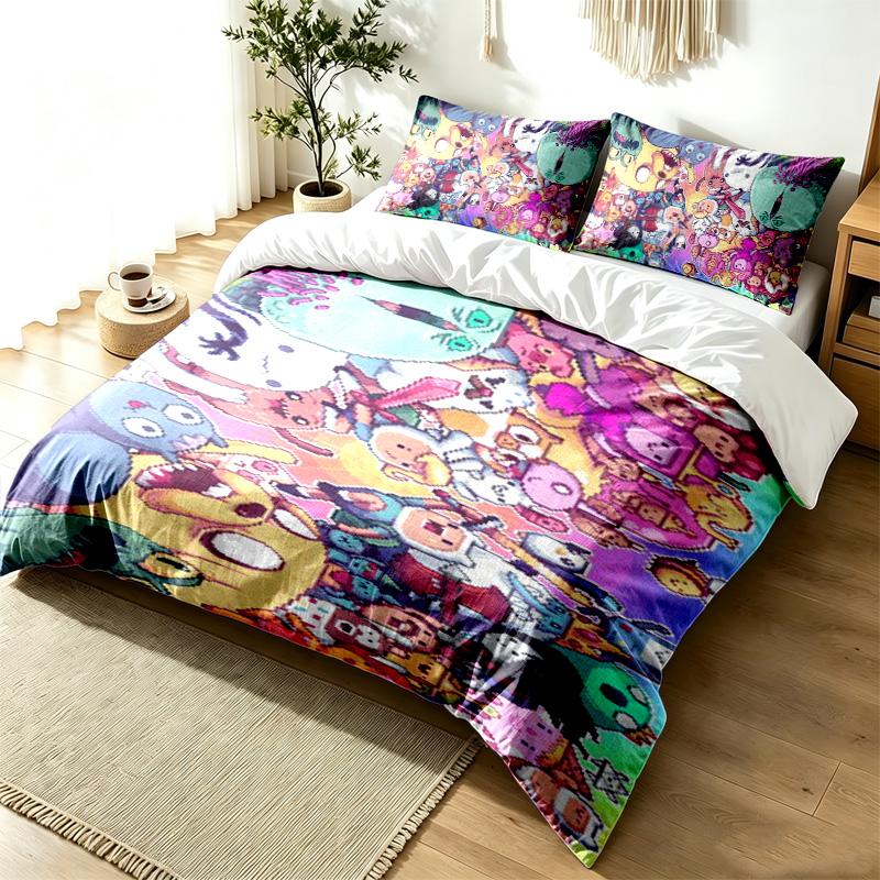 Adventure Time 3pc Duvet Cover Set Simple Modern Bedding Set Wrinkle Resistant Soft Fabric All Season Use a perfect gift