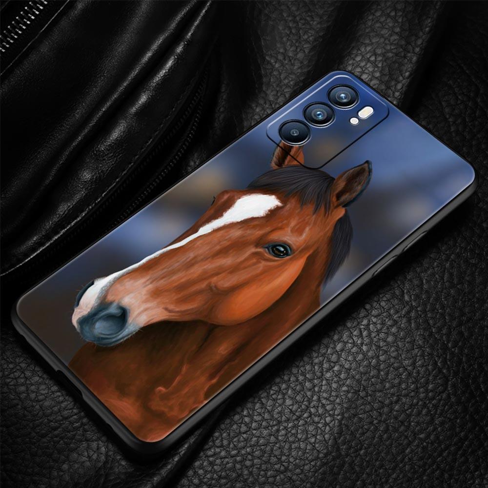 Чехол для телефона с изображением животного Лошадь для Oppo A17 A31 A54 A57 A78 A79 A98 Find X5 X6 Reno 6 7 8 10 11 12 13 F Pro 5G Мягкий ТПУ Чехол Funda Сумка
