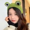 Knitted Animal for Frog Headwear Cartoon Big Eyes Hairband Cute Photo Props Fancy Dress Halloween Cosplay Accessories