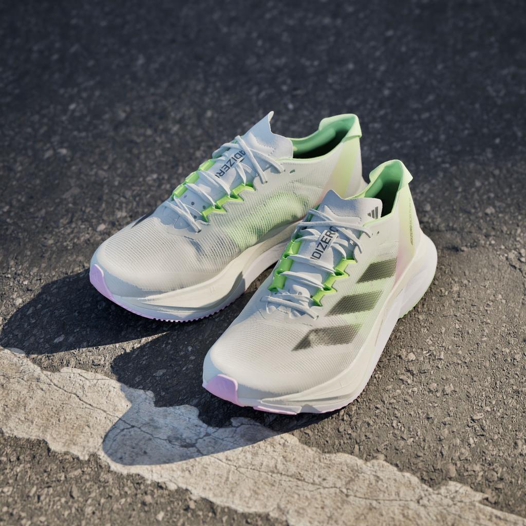 adidas Adizero Boston 12 Облачно-белый Основной черный Зеленая искра