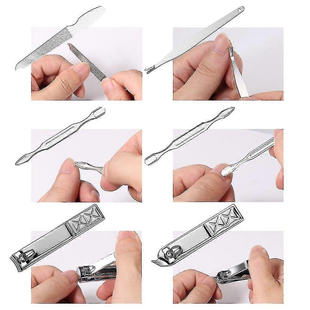 18pcs Nail Clippers Set Stainless Travel Beauty Kit With Leather Case - Pjun
