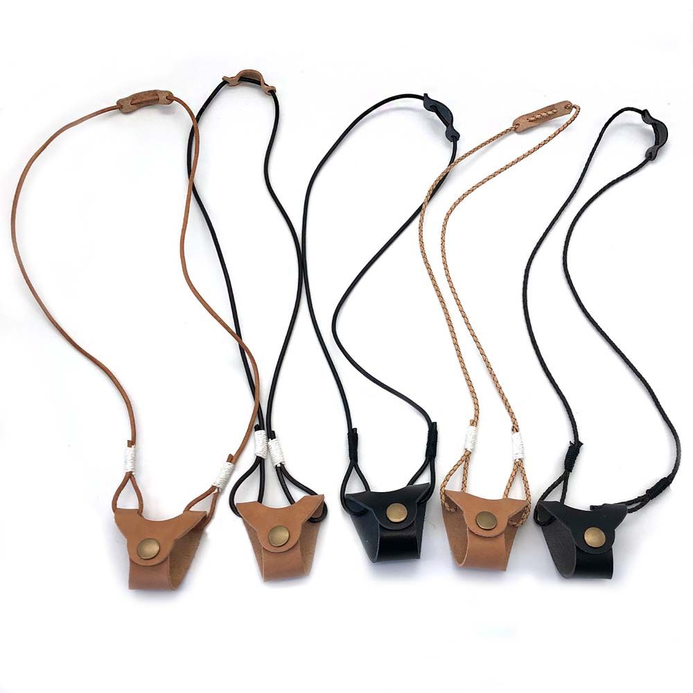 Men Glasses Protection Cover Eyewear Cases Hanging Neck Clip Glasses Lanyard Leather Glasses Bags