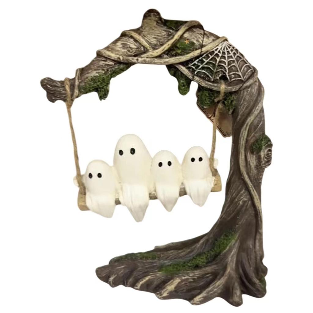 Halloween Swing Tree Decoration - Resin Figures with, Cute Table Decor for Party, Home, House
