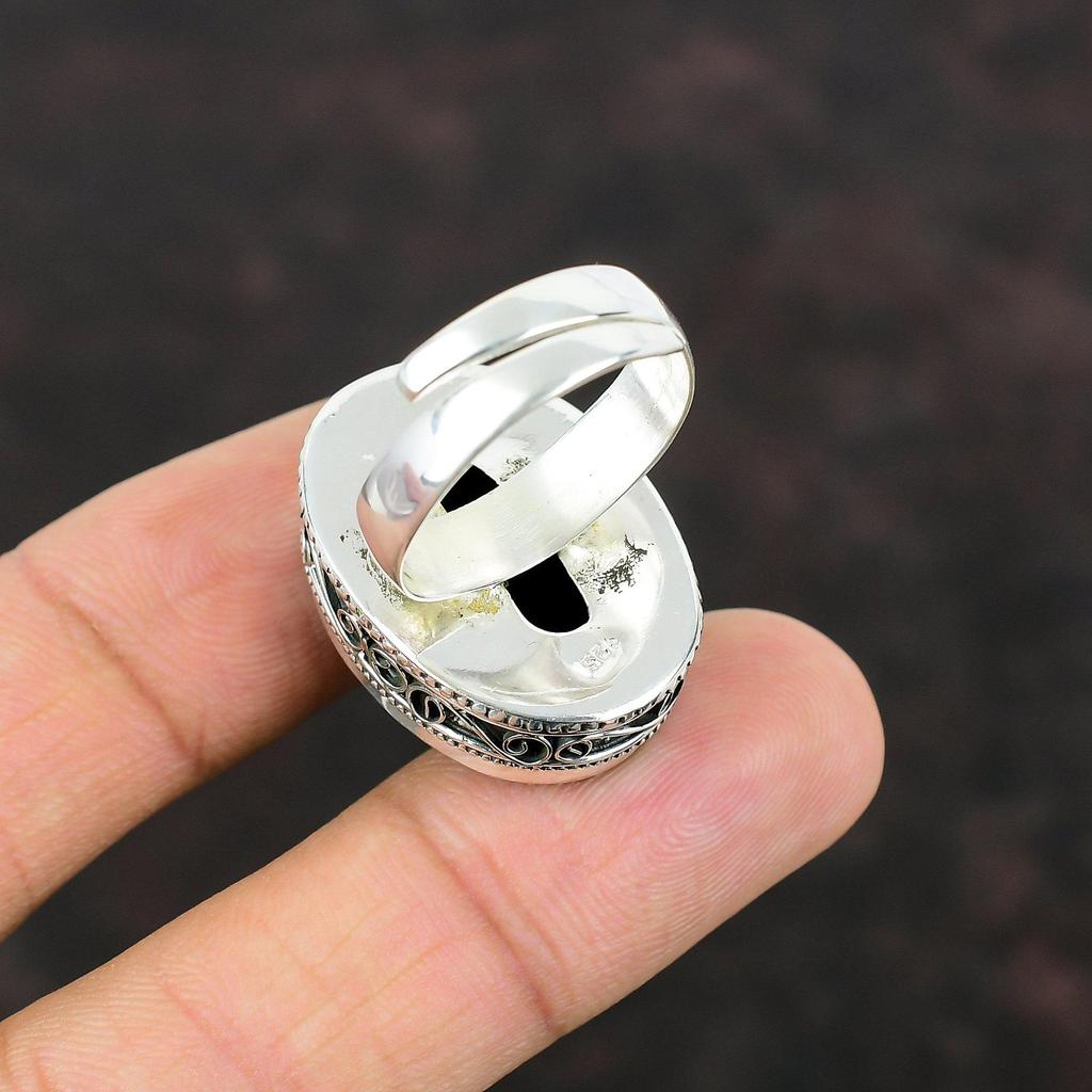 Кольцо из раковины морского ушка, ювелирные изделия ручной работы в стиле бохо, кольцо из стерлингового серебра 925 пробы, кольцо из натурального драгоценного камня, винтажные ювелирные изделия, регулируемое кольцо, подарок для женщин