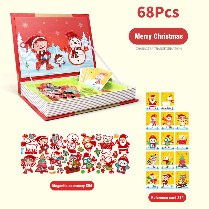 Montessori Children Intelligent Magnetic Book 3D Cartoon Puzzles Jigsaw Brain Training Game Educational Toys Kids Birthday Gift