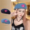Denim Berets Hat Cherry Peaked Cap Cute Artist Berets Spring Autumn