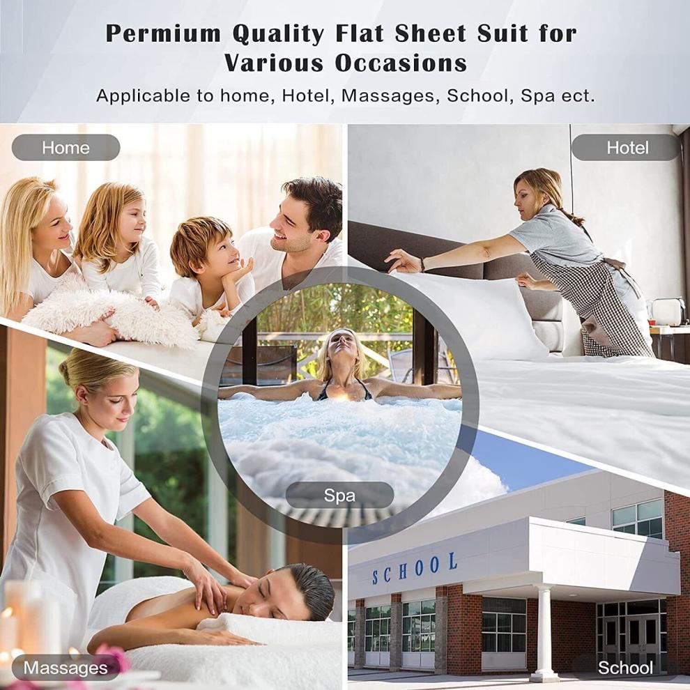 (King) Flat Sheet Bed Sheets White 100% Egyptian Cotton