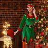 Рождественский костюм Санта-Клауса Женский Зеленый Костюм Эльфа Косплей Платье Взрослый Детский Пояс Шляпа Костюм Эльфийских Ушей