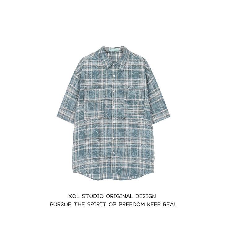 Летняя новая повседневная рубашка с рукавами пять четвертей, свободная рубашка большого размера с короткими рукавами для мужчин и женщин