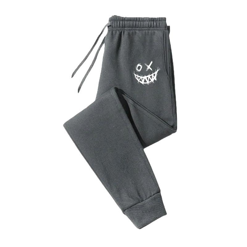 Осенне-зимние мужские спортивные штаны с принтом Monster Smile, на шнуровке, мужские повседневные брюки для повседневной носки с брюками для бега S-3XL
