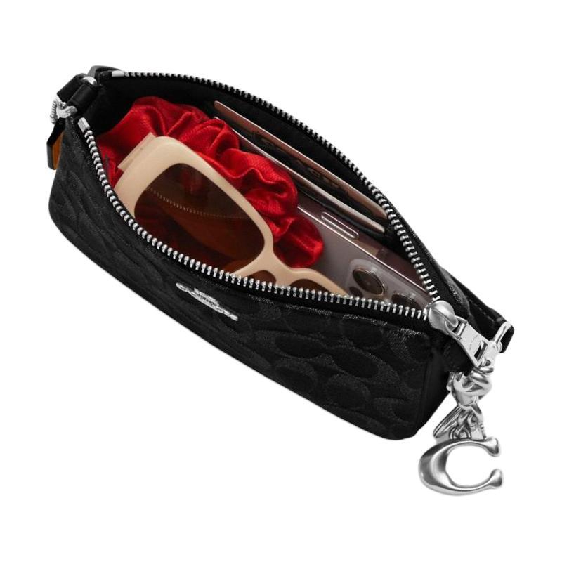 Coach Nolita 19 Сумка для маджонга при пресбиопии Хлопок и Коровья кожа Наплечная сумка под мышку Маленькая Женская Черная
