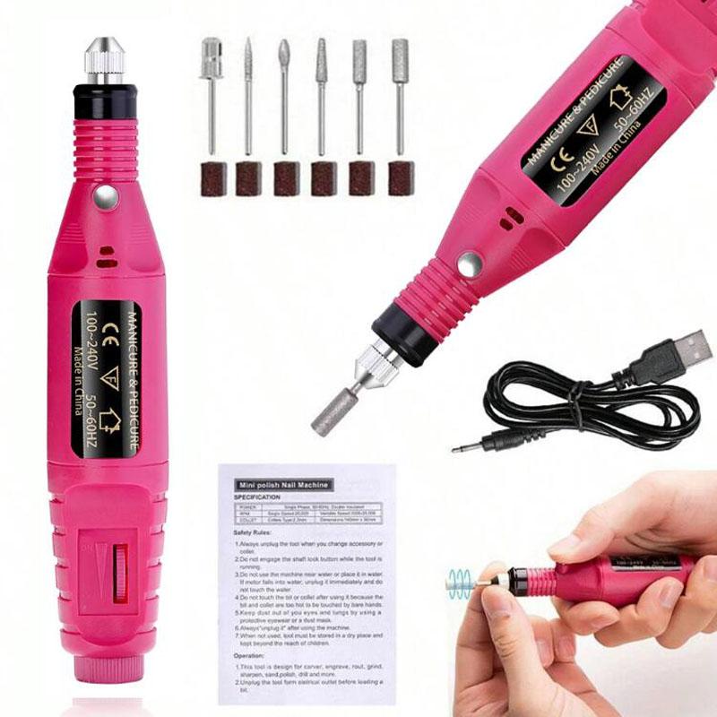 Portable Electric Manicure Art Pen Electric Nail Grinder Nail Efile Nail Drill Pen Manicure Machine Kit Salon Home Use