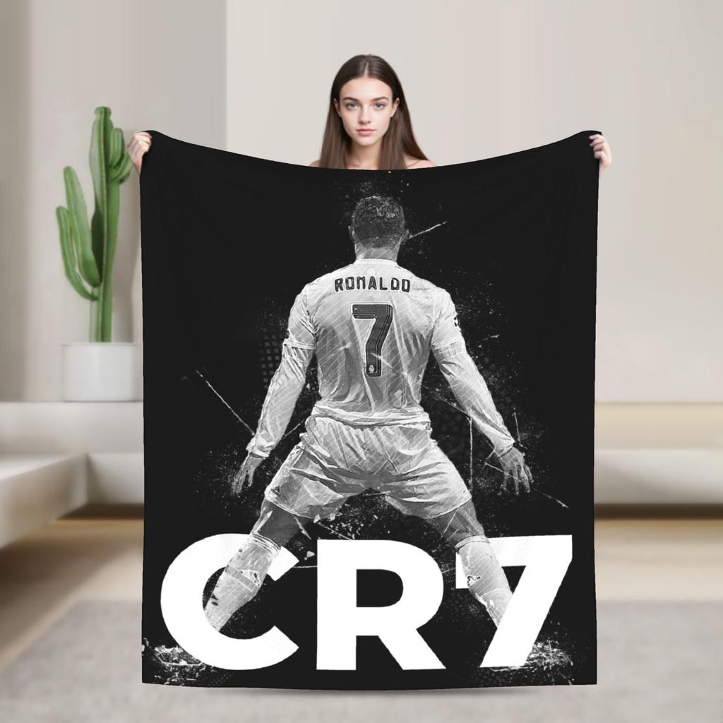 Football Legend CR7 Plush Blanket Vintage Throw Blanket for Home 125*100cm Bedspread