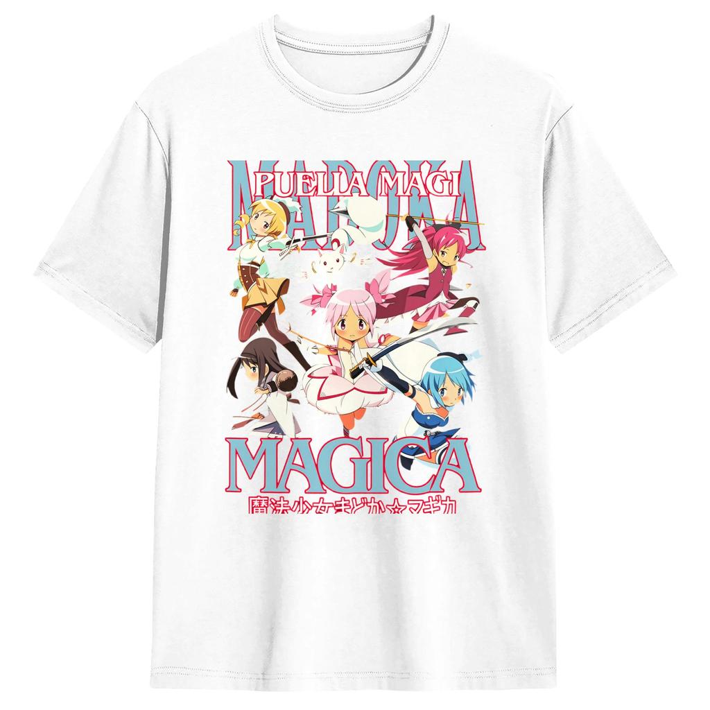 Футболки Mahou Shoujo Magi Madoka Magica Хлопковый Топ Футболки Пляжная Футболка с коротким рукавом Круглый вырез Популярная Повседневная Футболка