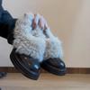 Женские туфли на высоком каблуке 2026 винтажные ворсистые туфли женские толстая подошва с плюшем теплые хлопковые сапоги кожаная обувь