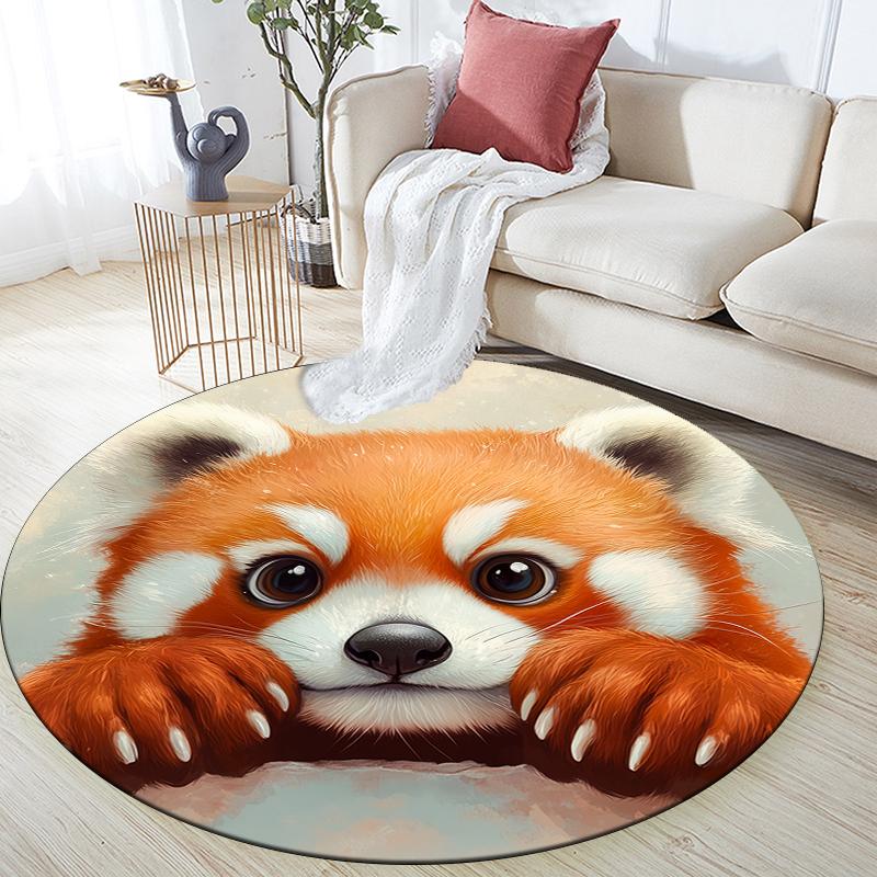 Круглый ковер с узором Красная панда, Ковер для гостиной, спальни, дивана, игровой комнаты, Нескользящий коврик для пола, Праздничные и Подарок на день рождения