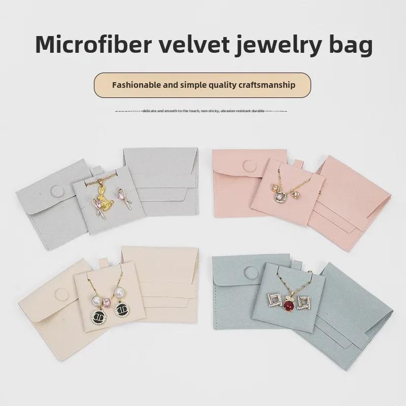 Microfiber Double-Sided Snap Jewelry Bag – Anti-Oxidation Storage for Necklaces & Pendants