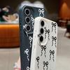 Тонкий матовый чехол с бантом для телефона Samsung S25 S24 FE S23 Ultra S22 A36 A56 A16 A55 A26 A35 из ТПУ кожи с текстурой, мягкий противоударный бампер