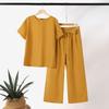 ZANZEA Женская блузка с коротким рукавом и брюки повседневные комплекты из двух предметов
