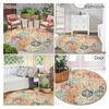 Round Moroccan Area Rug Vintage Flower Print Washable Living Room Bedroom Office