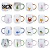 Decorative Glass Cup Handmade Animal Plant Shape Transparent Water Colorful Base Tumbler Cute Coffee Milk Drink with Handle