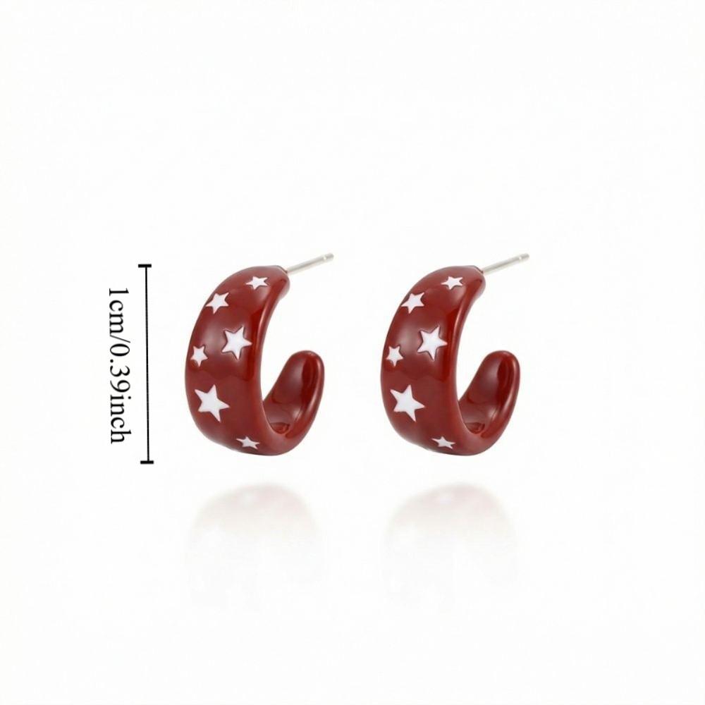 Enamel Drip Oil Star Hoop Earrings Vintage Colorful Dripping Earrings Party
