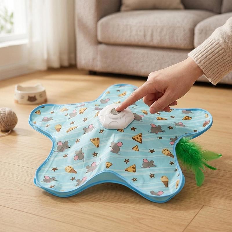 Cat Enrichment Toy, USB Rechargeable Automatic Hide And Seek Motion-Activated Cat Toy With Moving Feather Interactive Cat Toy