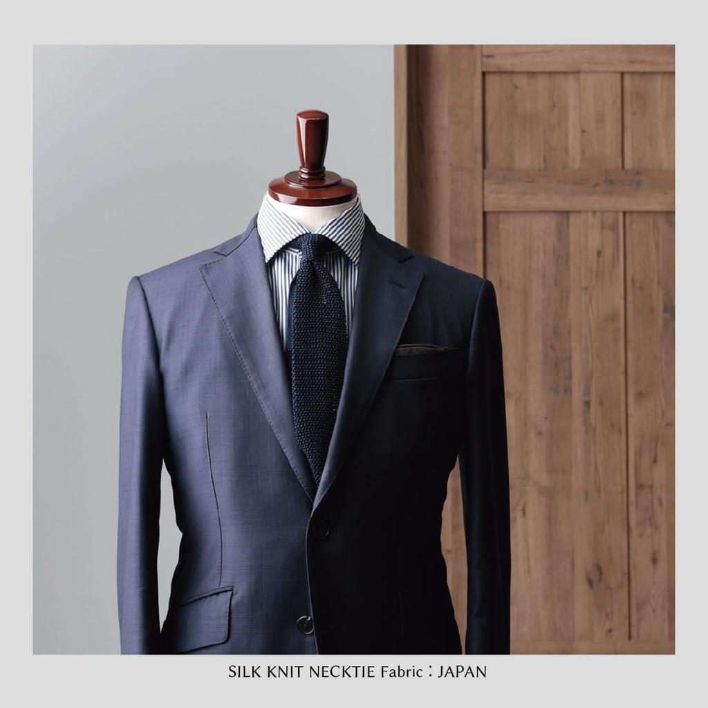 [Y&TAILOR] Вязаный галстук, 100% шелк, однотонный, стильный, для делового стиля, подарок, сделано в Японии (Флот х Флот)