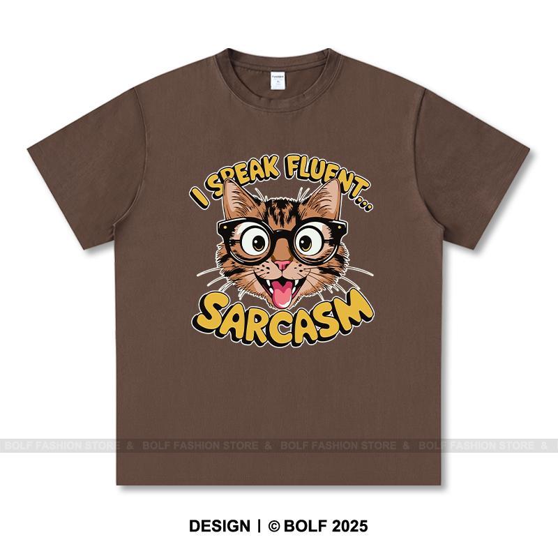 Women's I Speak Fluent Sarcasm Printed T-Shirt 100% Cotton Oversized Savage Graphic Tees for Men Summer Tops Snarky Streetwear