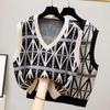 Women's Autumn 2025 Retro Argyle Knit V-neck Sweater Vest