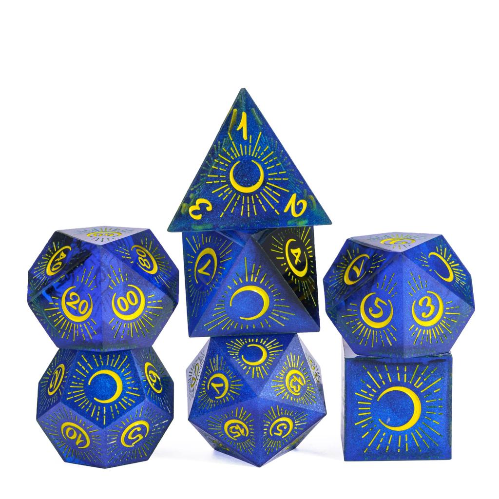 Cusdie Кубики с острыми гранями DND Узорчатые кубики D&D Настольные игры 7 Ручной работы Набор многогранных кубиков для ролевой игры Pathfinder