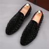 Мода Роскошная Мода Мужские Туфли Клепки Стразы Пэчворк Повседневные Мужские Лоферы Балетки Выпускной Свадебное Платье Выпускной Вечер Zapatillas Hombre