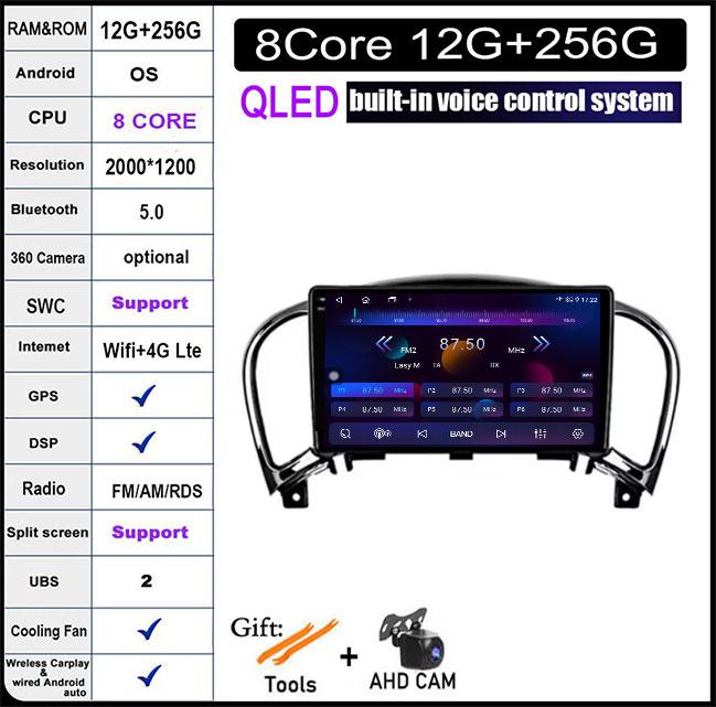 9-дюймовый 2.5D экран Android 14 авто мультимедиа навигация GPS авто радио видео стерео для Nissan Juke YF15 2010 2012 2013 2014