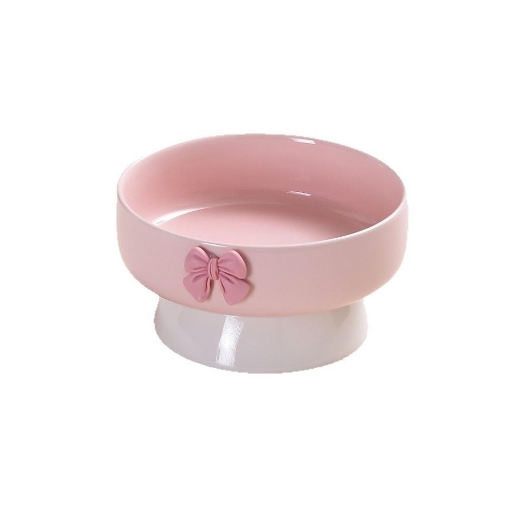 Керамическая миска для кошек большого объема, нескользящая основа, цвета макарон, приподнятая миска для питомца с бантом, миска для кормления питомца, миска для кормления и питья питомца
