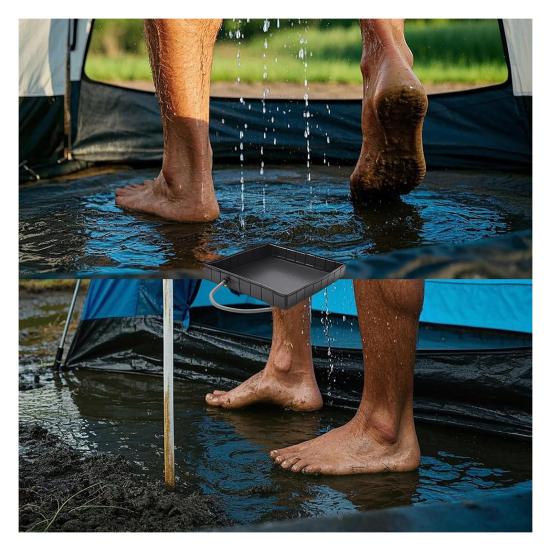 Outdoor Shower Base with Detachable Drain Pipe Foldable Waterproof PVC Outdoor Camping Beach RV Shower Pan Floor Stall