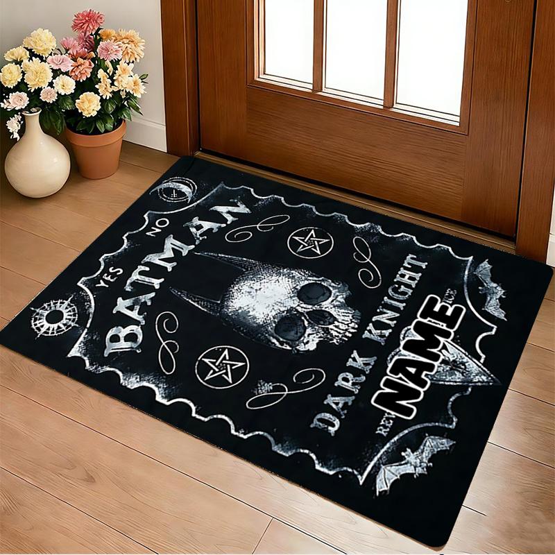 Custom Name Batman's Cityscape Living Room Non-Slip Area Rug Soft Carpet for Bedroom Kids Playroom Sofa Office Home Decor Doormat