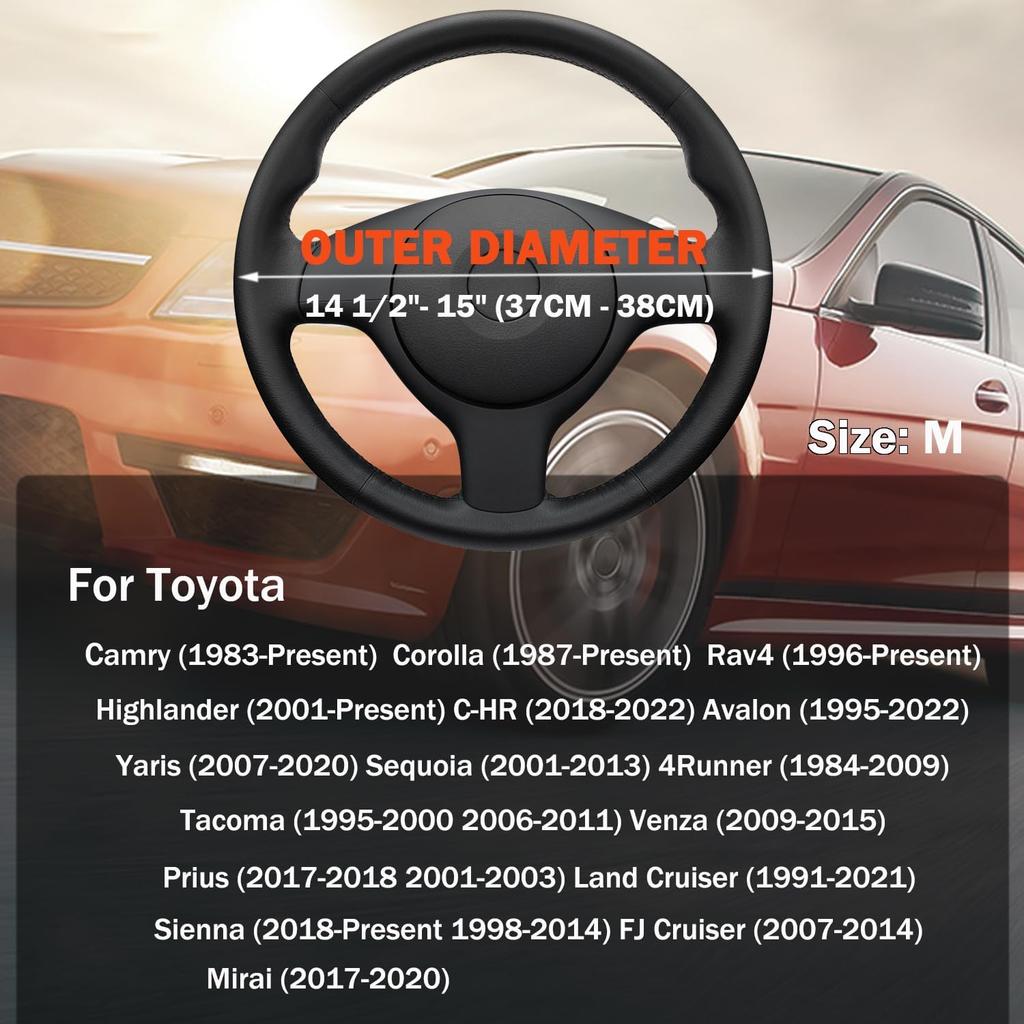 XHRING Car Steering Wheel Cover For Toyota Camry Rav4 Corolla Highlander Sienna CHR Avalon FJ Land Cruiser Yaris SE XSE LE Hybrid XLE TRD Cross